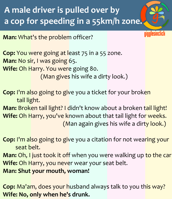 drunk husband, wife, cop, jokes, giggles, gigglesinclick, funny images