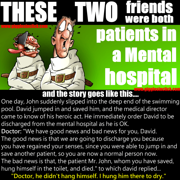 mad hospital, mad, hospital, patient, pool, hung, dies, doctor, friends, giggles, gigglesinclick.com