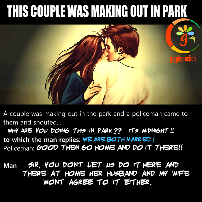 couple in park, making out, night, cop, giggles, gigglesinclick.com, lol, funny